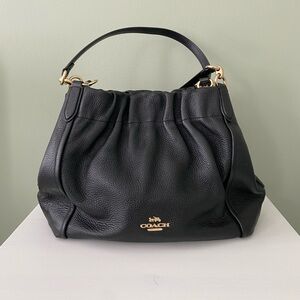 Coach Maya Black Leather Pebble Shoulder Bag Tote Purse C1454 Preowned